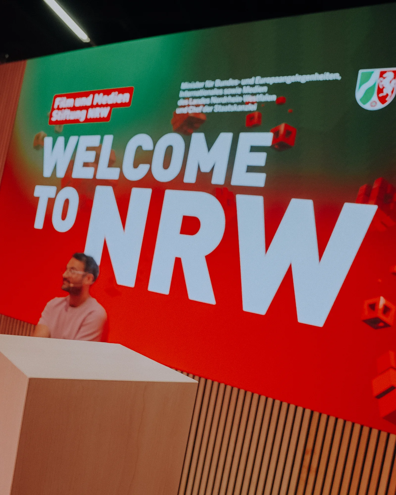 Welcome to NRW am Messestand der Film- und Medienstiftung